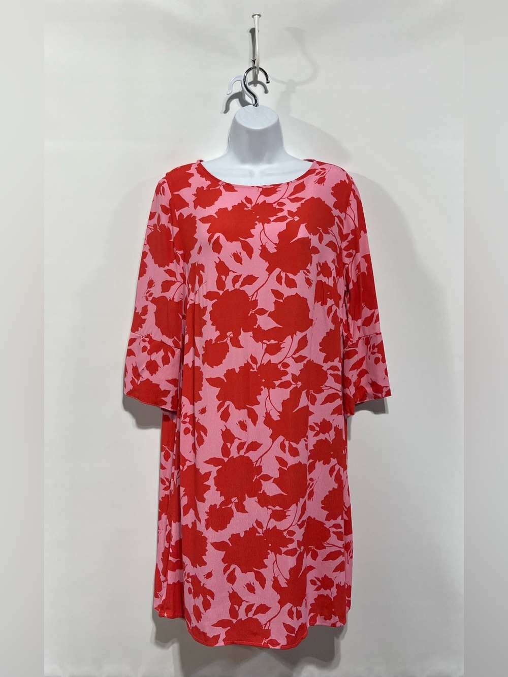 Ellos Shift Dress 100% Rayon Pink‎ and Red Floral Print Size 10 NWT